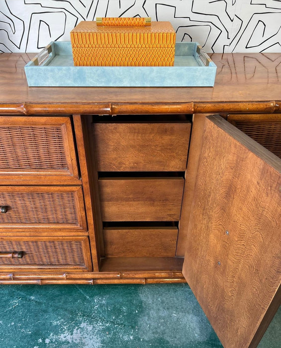 Vintage Thomasville Bamboo and Wicker 9 Drawer - #11Z11