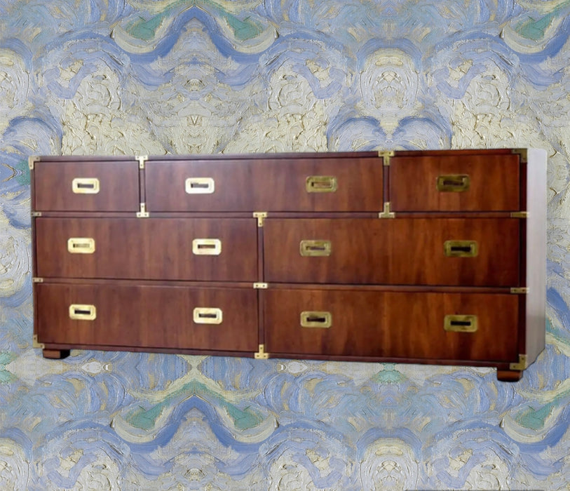 Vintage Henredon Campaign 7 Drawer Chest - #01A90