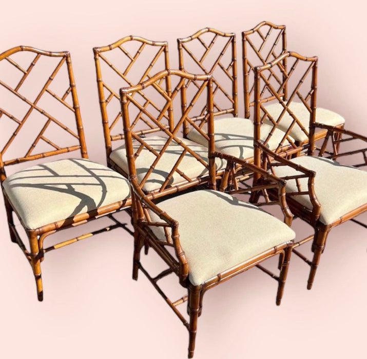 Set of 6 Chinese Chippendale Dining Chairs - #03M88