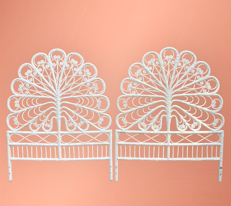Twin Vintage Peacock Headboard Pair