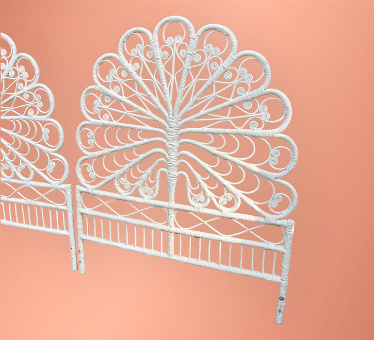 Twin Vintage Peacock Headboard Pair