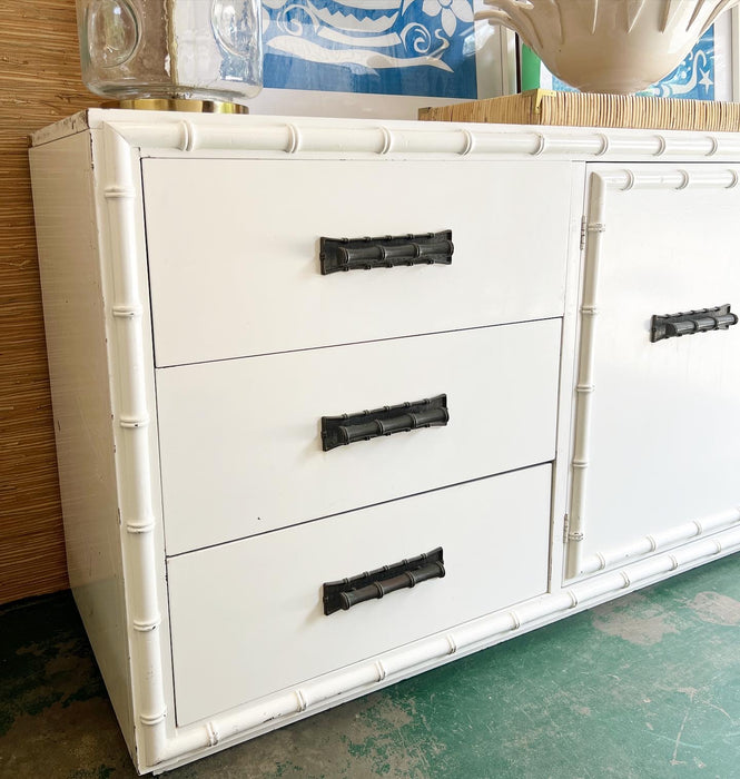 Large Vintage Faux Bamboo Credenza