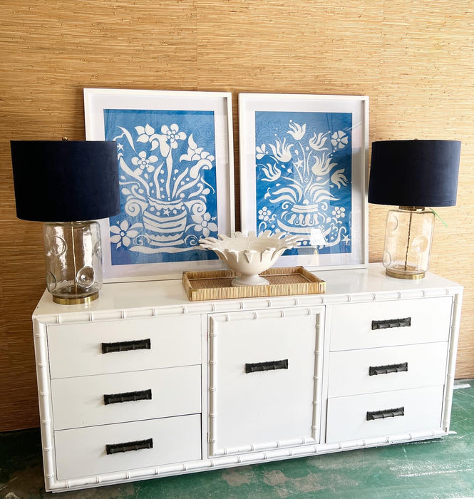Large Vintage Faux Bamboo Credenza