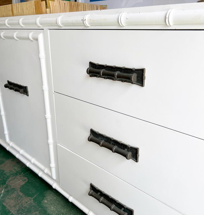 Large Vintage Faux Bamboo Credenza