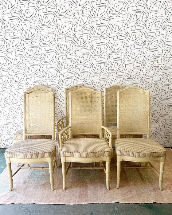 Set of 6 Cane and Bamboo Chairs #03F22