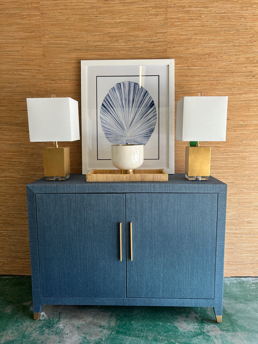 Blue Grasscloth Cabinet