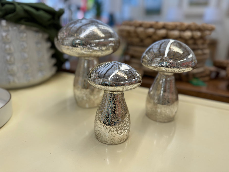 Mushrooms Mercury Glass- set of 3