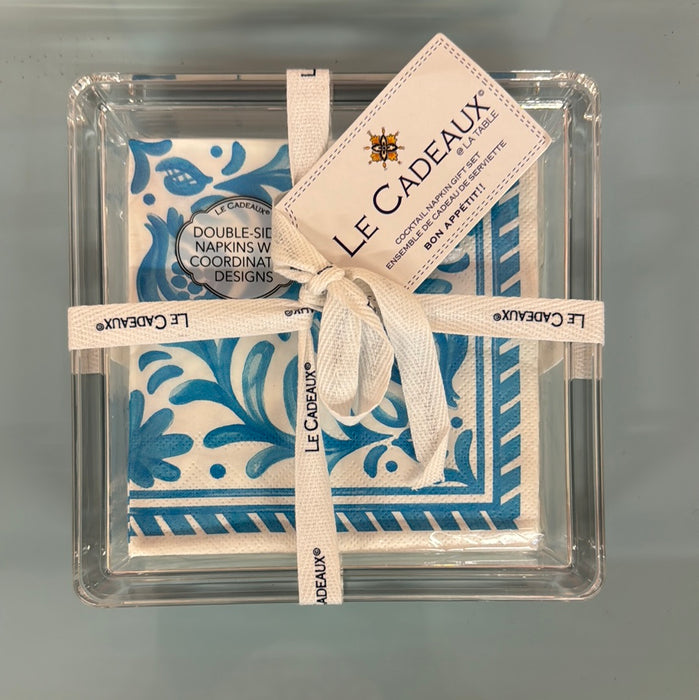 Le Cadeaux Cocktail Napkin Gift Set - Sicily Teal