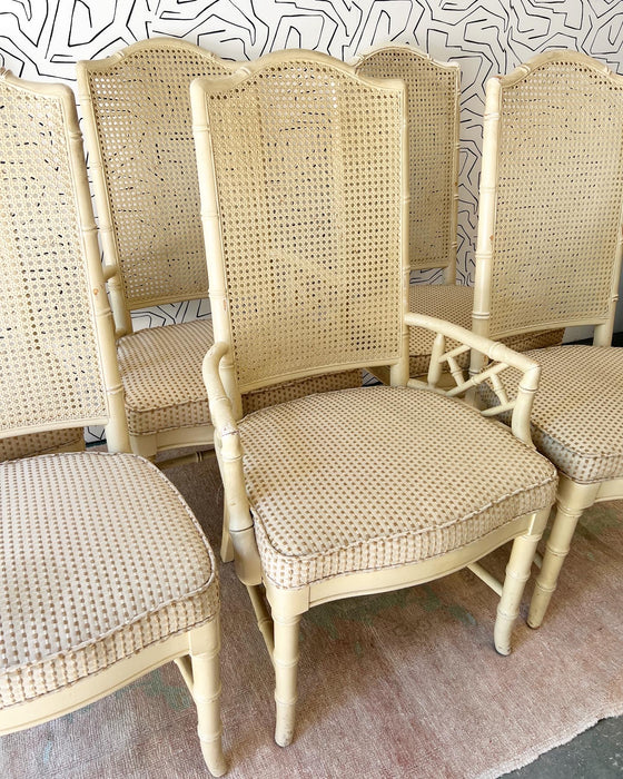 Set of 6 Cane and Bamboo Chairs #03F22