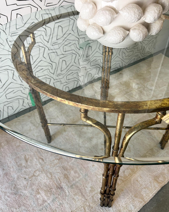 Vintage Gilt Finish Bamboo Table