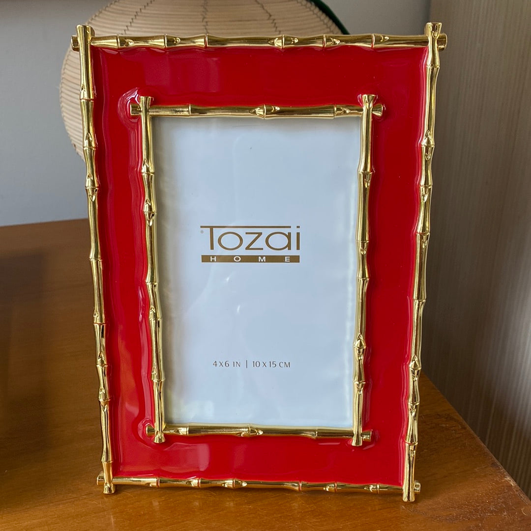 Bamboo Reed Frame Red Enamel Bamboo Frame – One of a Find Charleston