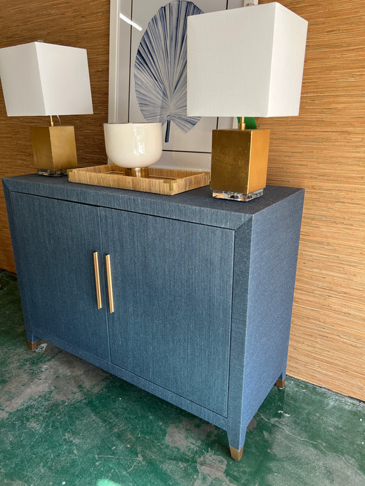 Blue Grasscloth Cabinet