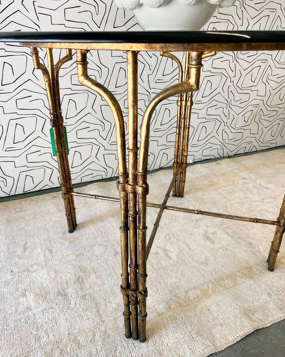 Vintage Gilt Finish Bamboo Table