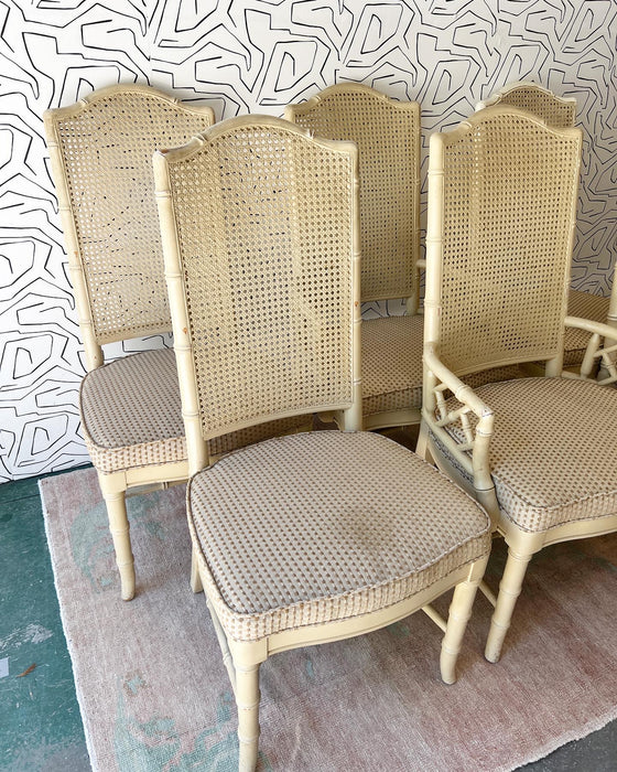 Set of 6 Cane and Bamboo Chairs #03F22