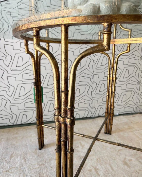 Vintage Gilt Finish Bamboo Table