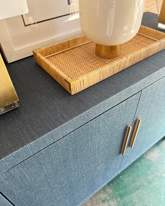 Blue Grasscloth Cabinet