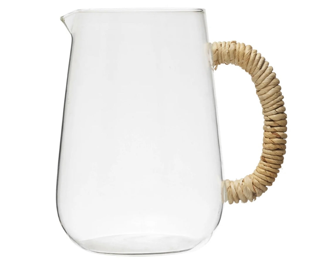 Glass Pitcher with Rattan Handle – One of a Find Charleston