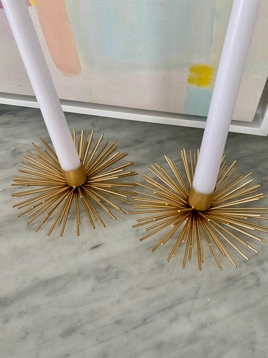 Sea Urchin Candle Stick Pair