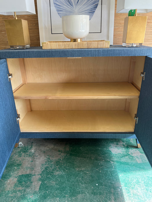 Blue Grasscloth Cabinet